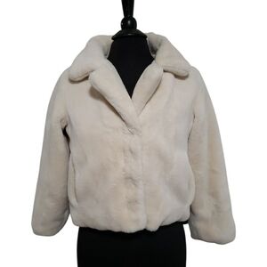RSQ Youth Girls Faux Fir Jacket Cream Color Size XL